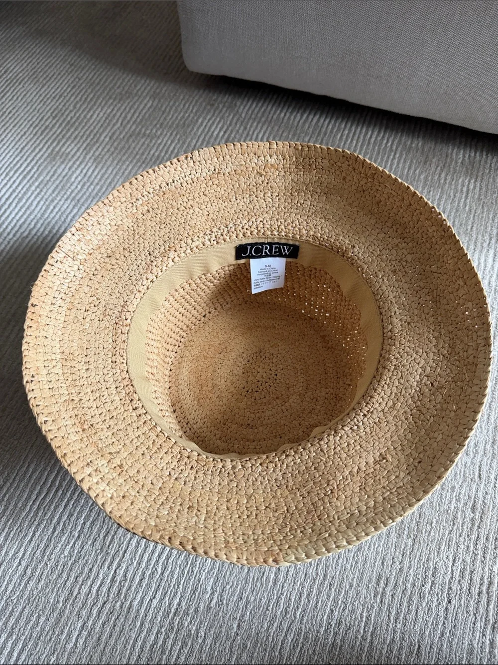J. Crew Raffia Bucket Hat Natural Straw Tan Size Small Medium NWOT